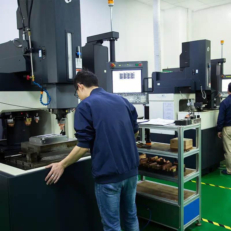 Mirror sparking EDM machine producing precision mold components