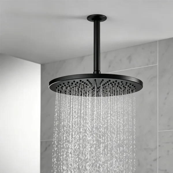 Rain shower head close-up spray