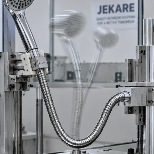 Automated cyclic hose-bending fatigue test machine mid-cycle