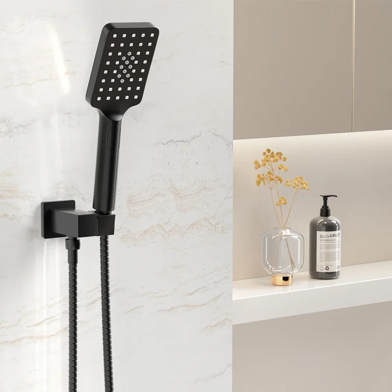 black handheld shower head
