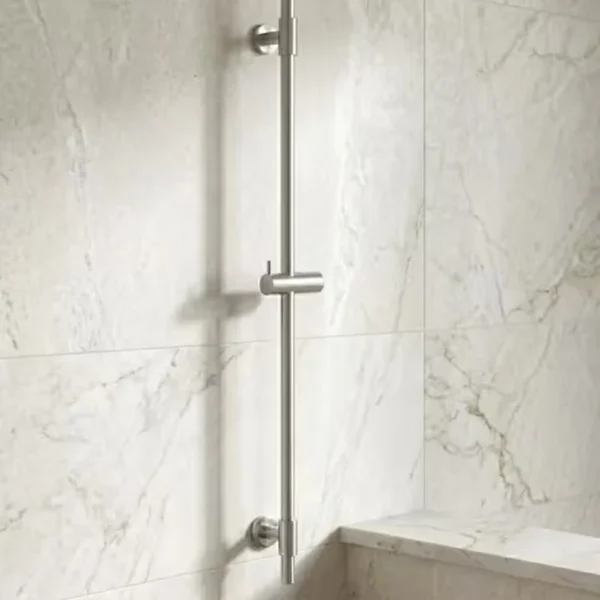 Adjustable wall mounting posts on shower slide rail for bathroom renovations
