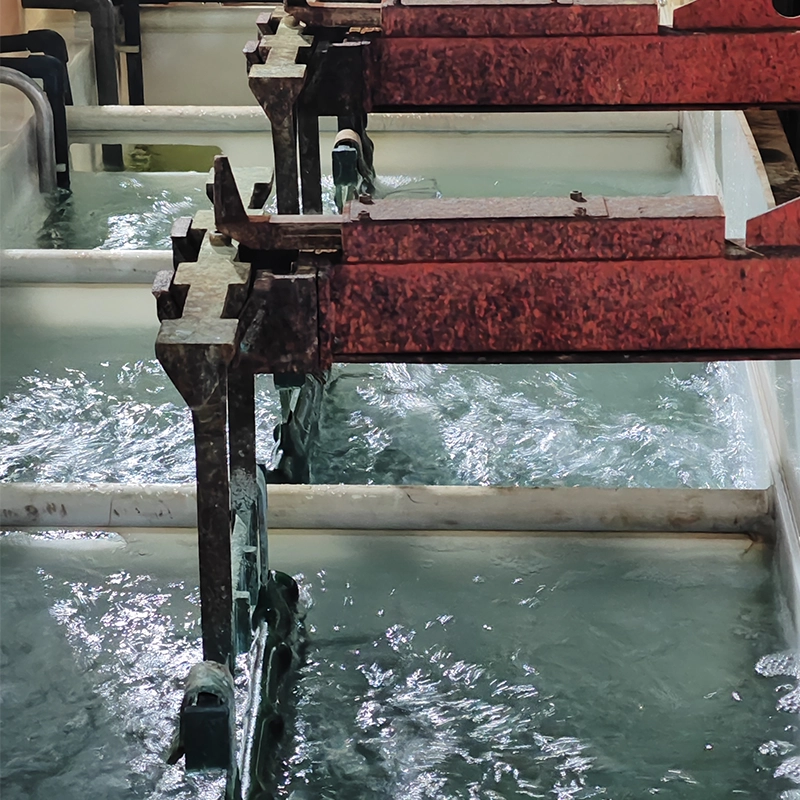Automated Gantry Crane Dipping Workpieces in Plating Bath