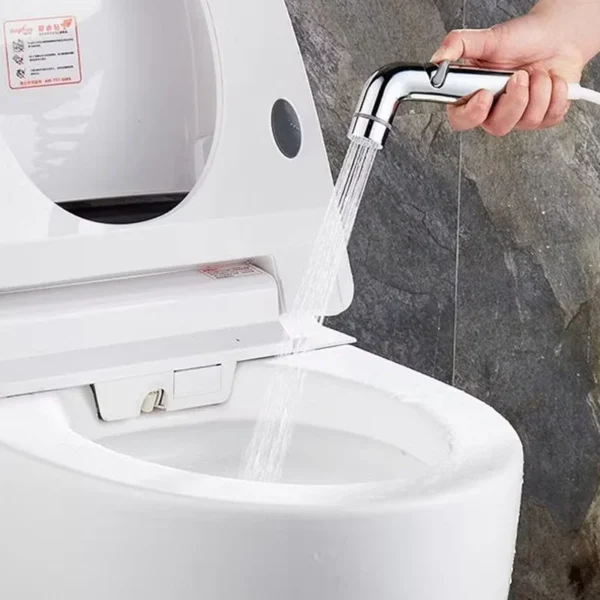 Hydrostatic and pneumatic pressure testing station verifying leak-proof bidet water delivery channels
