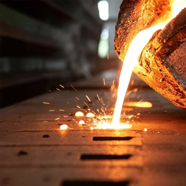 Controlled molten brass pouring process during gravity die casting for faucet bodies