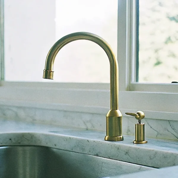 Modern smart brass faucet application in premium residential bathroom and kitchen projects