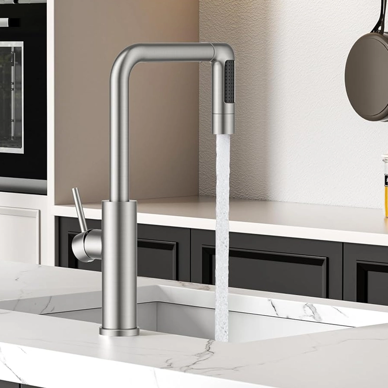 polished nickel kitchen faucet