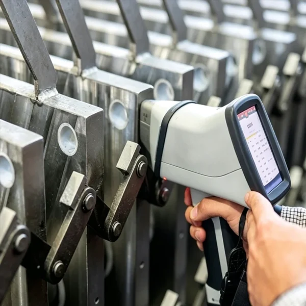 Jekare quality technician verifying material composition with XRF testing