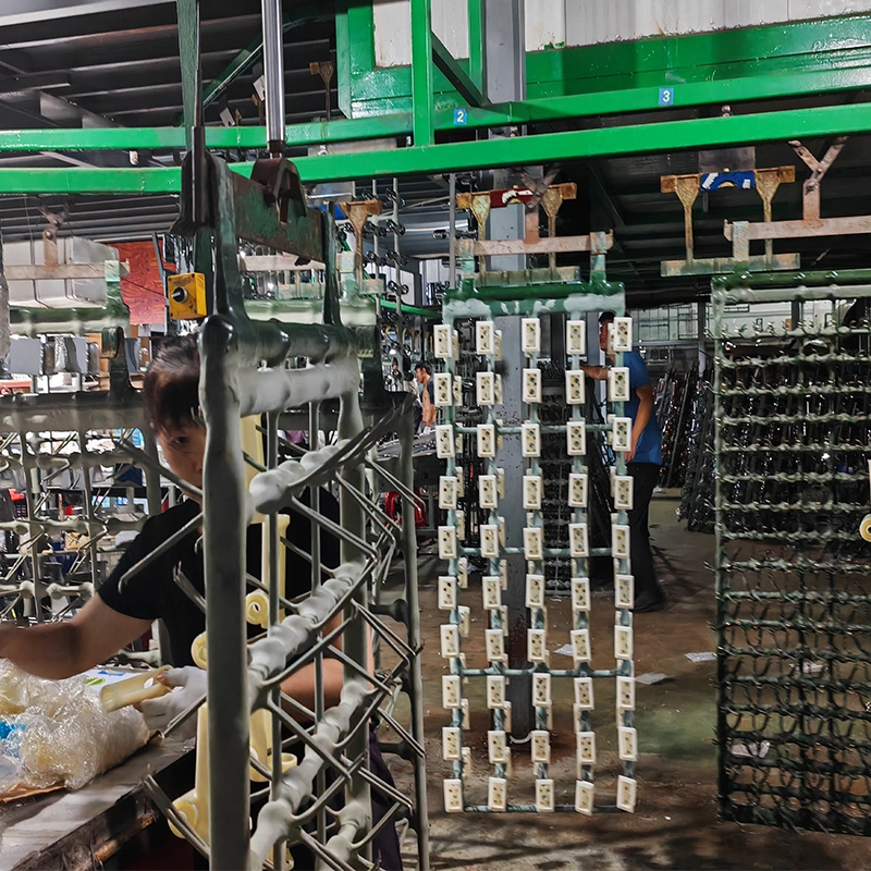 Plastic Workpiece Rack Mounting Operation on Electroplating Line