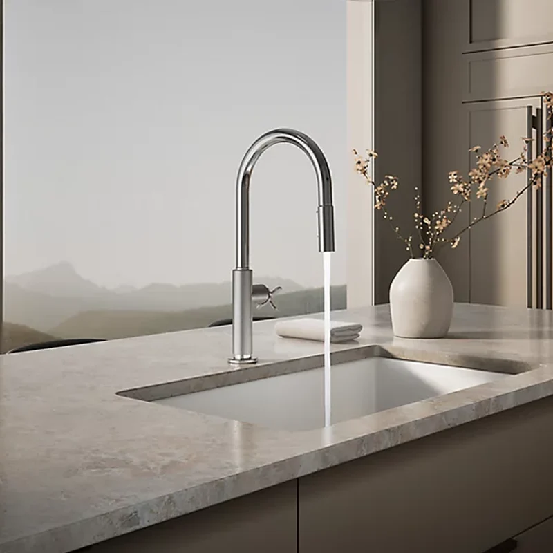 black sink and tap