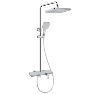 Large Rain Shower Column with Brass Waterway & Glass Shelf