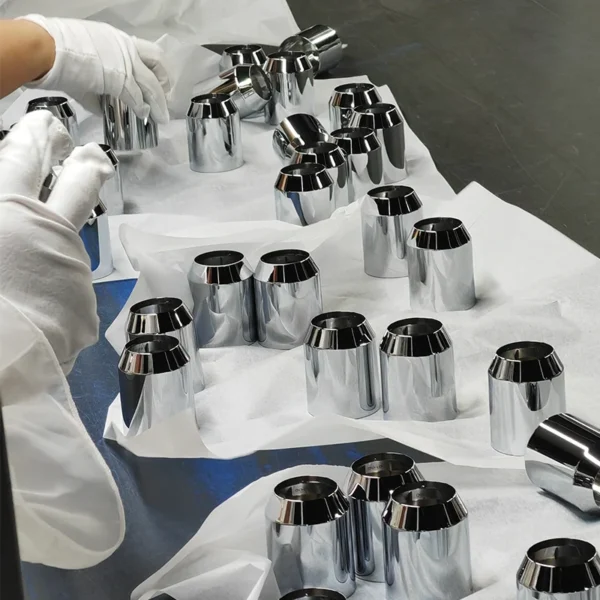 Jekare quality inspection of polished chrome faucet spout components	