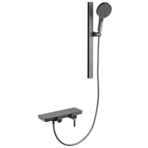 Gunmetal Gray Shower Column with Brass Waterway System