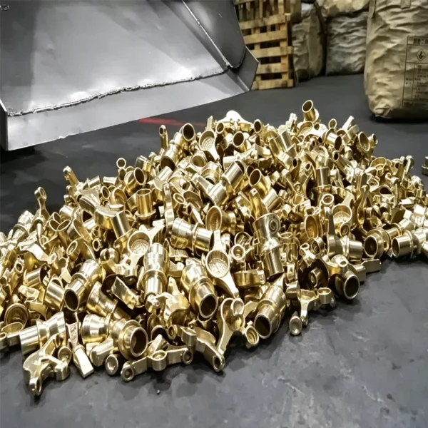 Recycled brass bathroom fitting components collected for material recovery