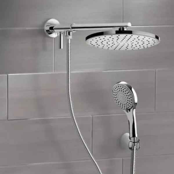 Chrome rain shower head combo with handheld sprayer for bathroom
