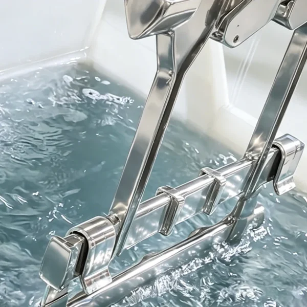 Bathroom faucet components mounted on racks before electroplating process"